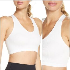 NWOT Free People White Ribbed FP Movement Free Throw Crop Tank Size XS